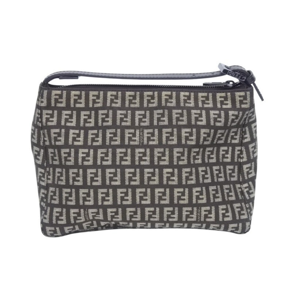 FENDI handbag zucchino canvas leather brown black hardware - Picture 2 of 8